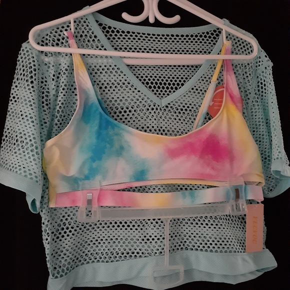 XL 80's Honeycomb Shirt Bikini Top Combo - Picture 2 of 16